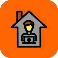 Man Working at Home Vector Icon Design