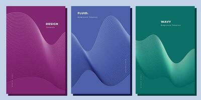 Dynamic wave lines background design set for copy space, brochure, poster, landing page, cover, business card, or presentation page vector