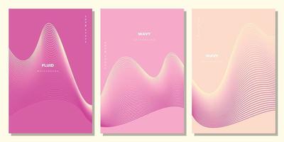 Dynamic wave lines background design set for copy space, brochure, poster, landing page, cover, business card, or presentation page vector