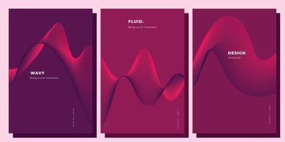 Dynamic wave lines background design set for copy space, brochure, poster, landing page, cover, business card, or presentation page vector