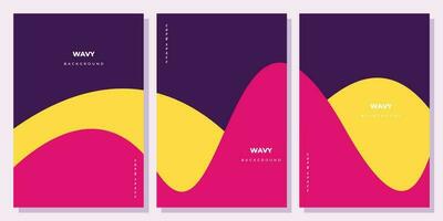 Dynamic wave lines background design set for copy space, brochure, poster, landing page, cover, business card, or presentation page vector