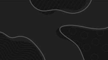 black abstract background, with wave, line and circle pattern vector