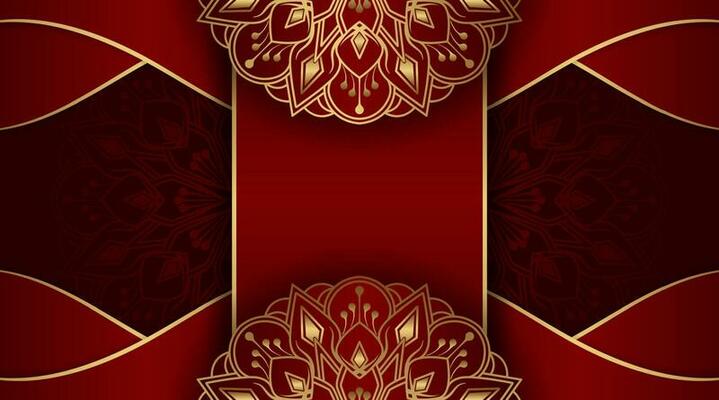 red luxury background, with gold mandala ornament