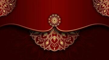 red luxury background, with gold mandala ornament vector