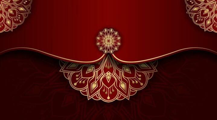 red luxury background, with gold mandala ornament