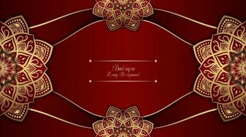 red luxury background, with gold mandala ornament vector
