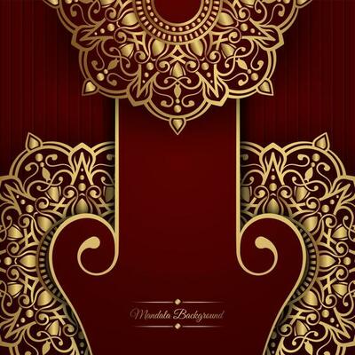 red luxury background, with gold mandala ornament