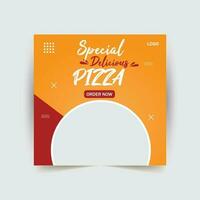 Pizza social media banner, Food menu banner template. vector