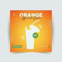 Orange juice social media post banner, Food promotional social media post. vector