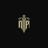 NP initial monogram for lawyers logo with pillar design ideas vector