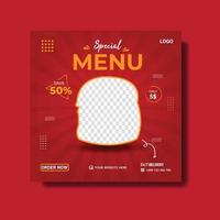 Burger social media banner template, Food social media post template design. vector