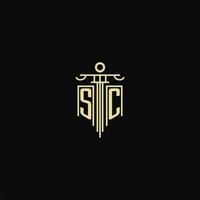 SC initial monogram for lawyers logo with pillar design ideas vector