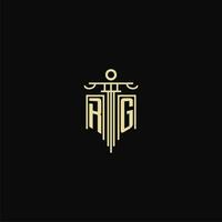 RG initial monogram for lawyers logo with pillar design ideas vector