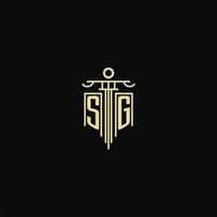 SG initial monogram for lawyers logo with pillar design ideas vector