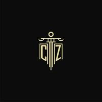 CZ initial monogram for lawyers logo with pillar design ideas vector