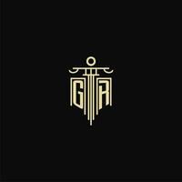 GR initial monogram for lawyers logo with pillar design ideas vector