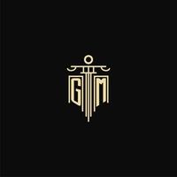 GM initial monogram for lawyers logo with pillar design ideas vector