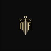 NF initial monogram for lawyers logo with pillar design ideas vector