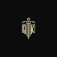 QK initial monogram for lawyers logo with pillar design ideas vector