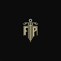 FP initial monogram for lawyers logo with pillar design ideas vector