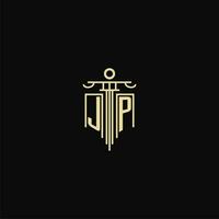 JP initial monogram for lawyers logo with pillar design ideas vector