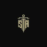 SA initial monogram for lawyers logo with pillar design ideas vector