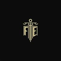 FE initial monogram for lawyers logo with pillar design ideas vector