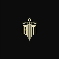 BT initial monogram for lawyers logo with pillar design ideas vector