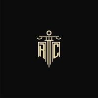 RC initial monogram for lawyers logo with pillar design ideas vector