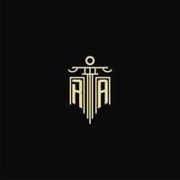 RA initial monogram for lawyers logo with pillar design ideas vector