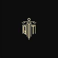 QT initial monogram for lawyers logo with pillar design ideas vector