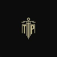 TP initial monogram for lawyers logo with pillar design ideas vector