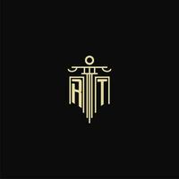RT initial monogram for lawyers logo with pillar design ideas vector