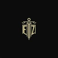EZ initial monogram for lawyers logo with pillar design ideas vector