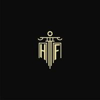 HF initial monogram for lawyers logo with pillar design ideas vector