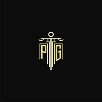 PG initial monogram for lawyers logo with pillar design ideas vector