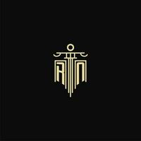 RN initial monogram for lawyers logo with pillar design ideas vector