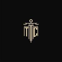 TC initial monogram for lawyers logo with pillar design ideas vector