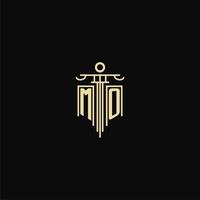 MO initial monogram for lawyers logo with pillar design ideas vector