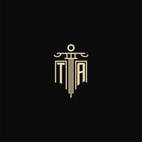 TA initial monogram for lawyers logo with pillar design ideas vector