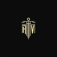 RV initial monogram for lawyers logo with pillar design ideas vector