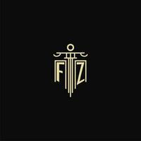 FZ initial monogram for lawyers logo with pillar design ideas vector