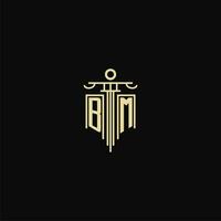 BM initial monogram for lawyers logo with pillar design ideas vector