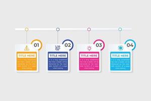 Business table infographic and data visualization template design with colorful work step sections. Office presentation and workflow diagram layout vector. Abstract work step information infographic. vector