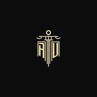 RU initial monogram for lawyers logo with pillar design ideas vector