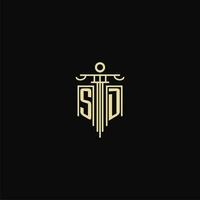 SD initial monogram for lawyers logo with pillar design ideas vector