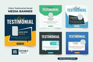 Client testimonial and feedback review template bundle with dark and yellow colors. Customer satisfaction and work review poster set vector for marketing. Business promotion website layout collection.