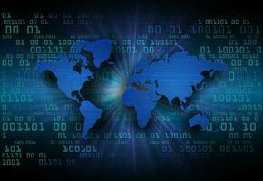 Modern World Map Holograph on Technology Background vector