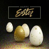 Easter eggs with a pattern, a composition of a black shade with a bright mosaic. vector