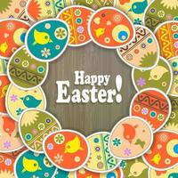 Easter composition with a set of wonderful Easter eggs of various patterns arranged in a circle. vector